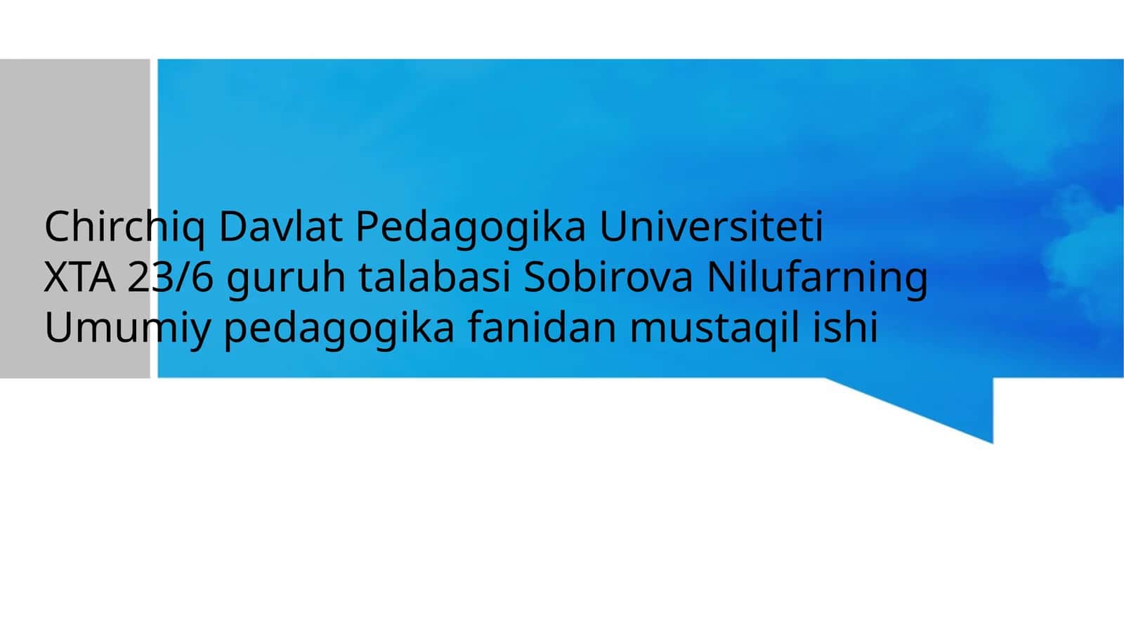 Umumiy pedagogika fanidan mustaqil ishi 1