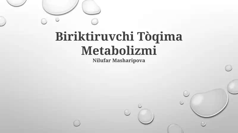 Biriktiruvchi Tòqima Metabolizmi 1