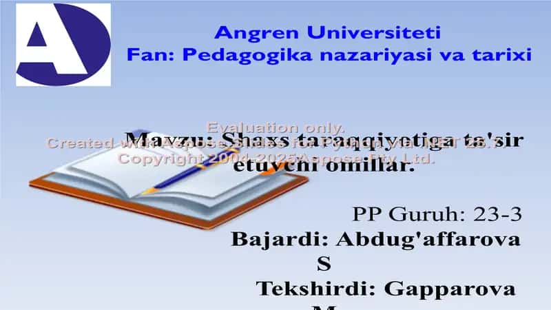 Shaxs taraqqiyotiga ta'sir etuvchi omillar 1