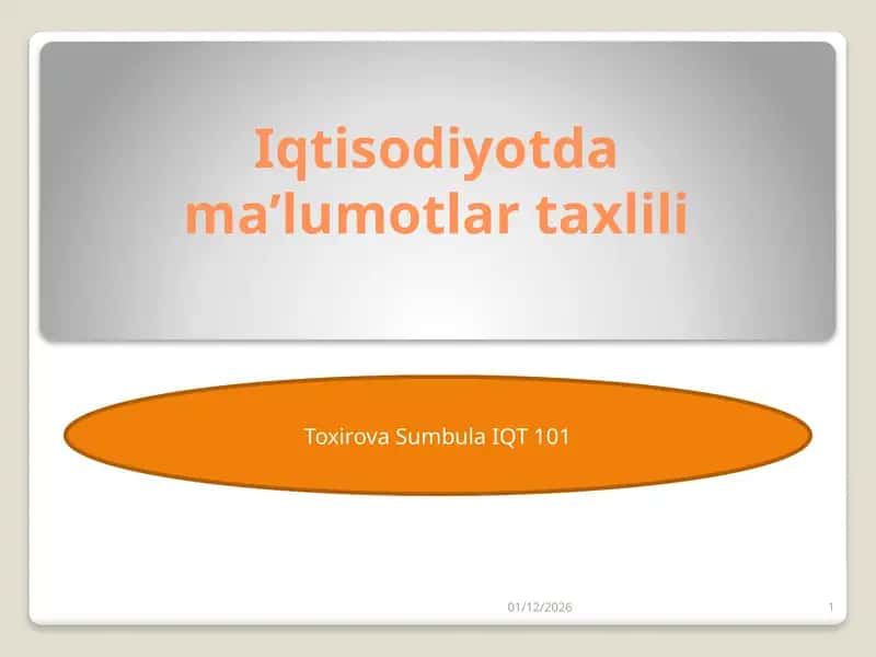Iqtisodiyotda ma’lumotlar taxlili 1