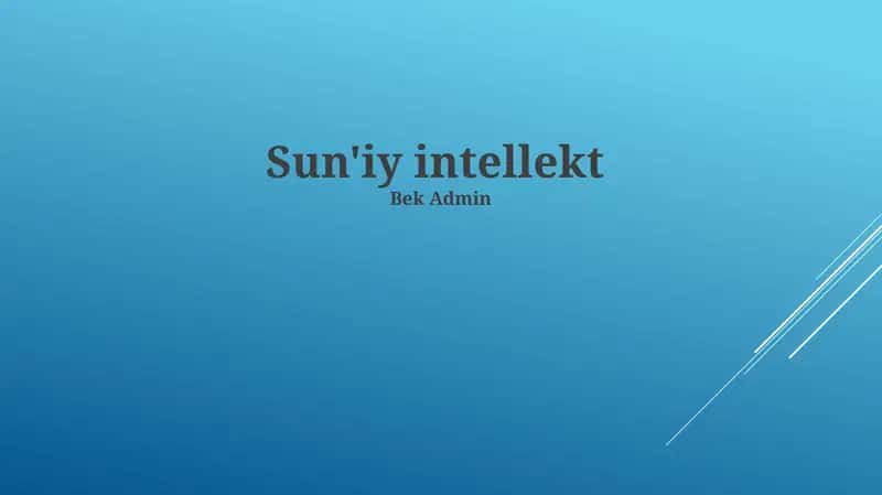 Sun'iy intellekt 1