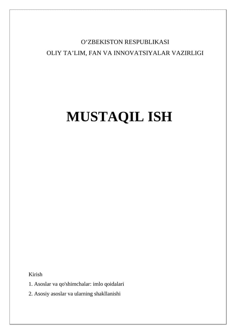 Asoslar va qo'shimchalar: imlo qoidalari 1