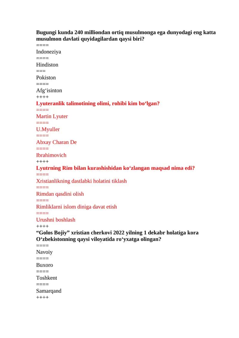 Dinshunoslik yakuniy test savollari 1