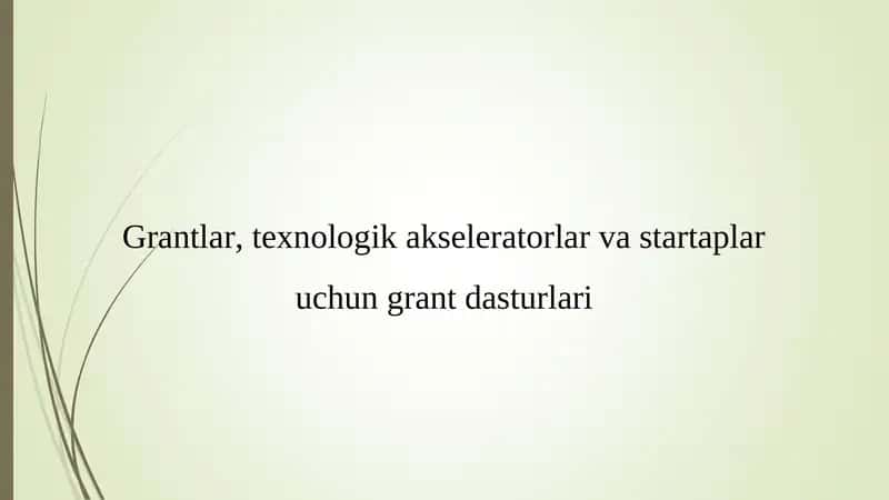 Grantlar, texnologik akseleratorlar va startaplar uchun grant dasturlari 1