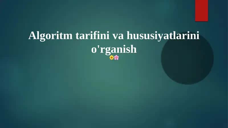 Algoritmik Xususiyatlar 1