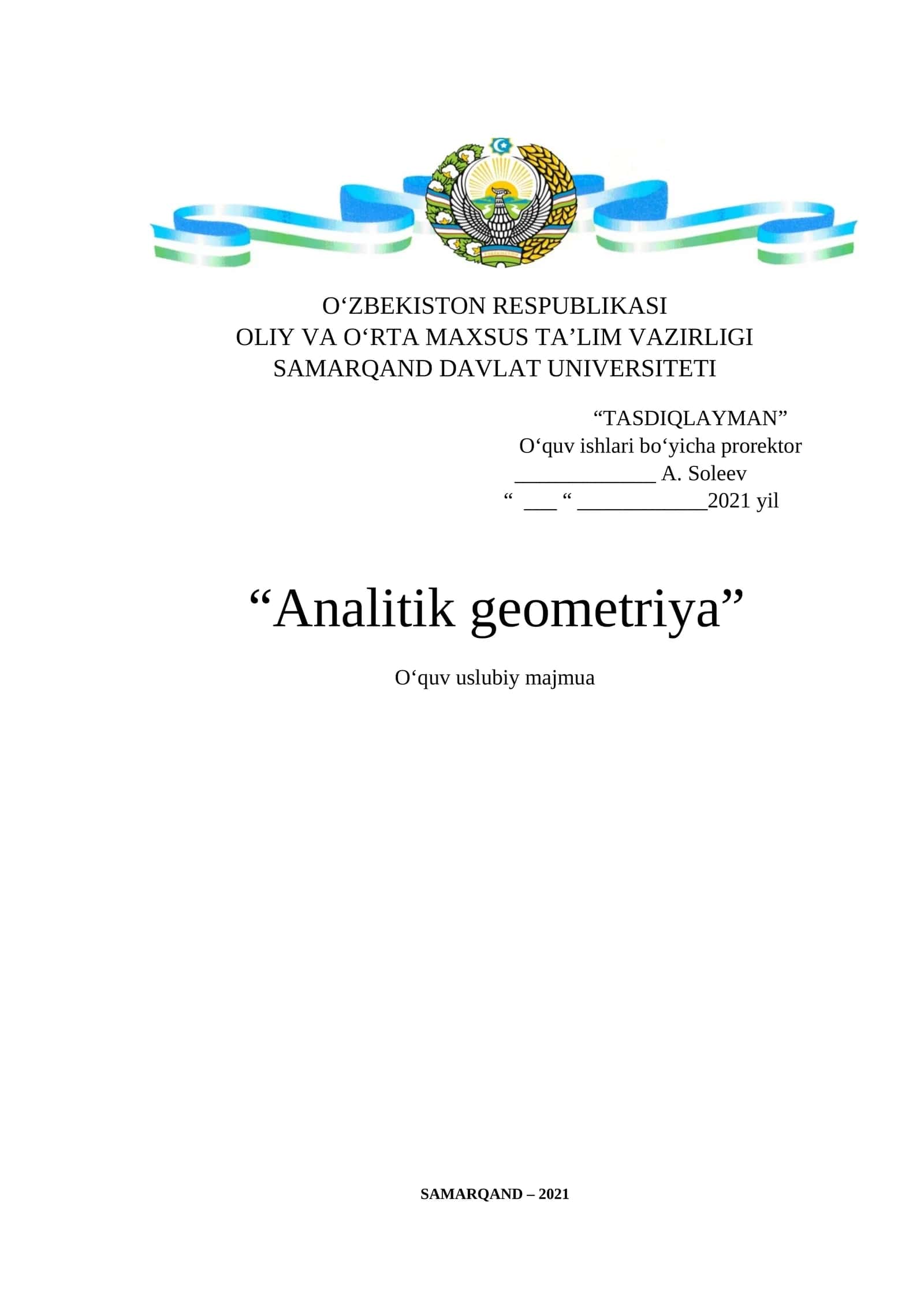 Analitik geometriya 1