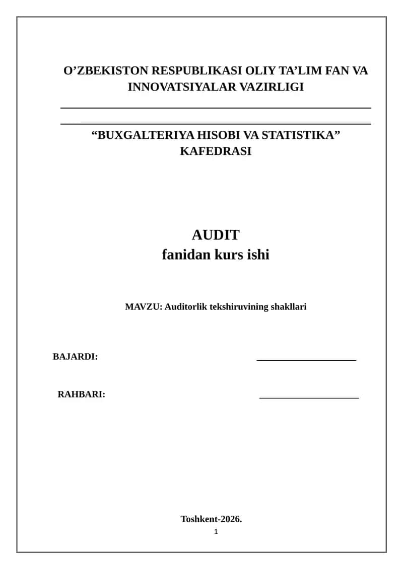 Auditorlik tekshiruvining shakllari 1