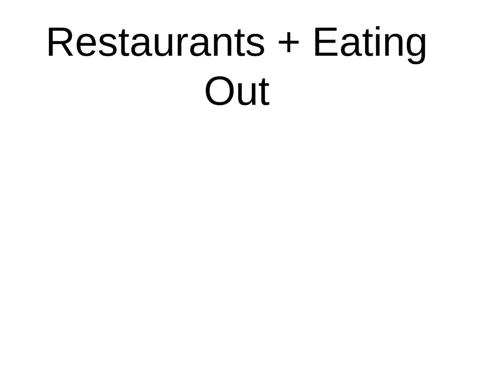 Restaurants + Eating Out 1