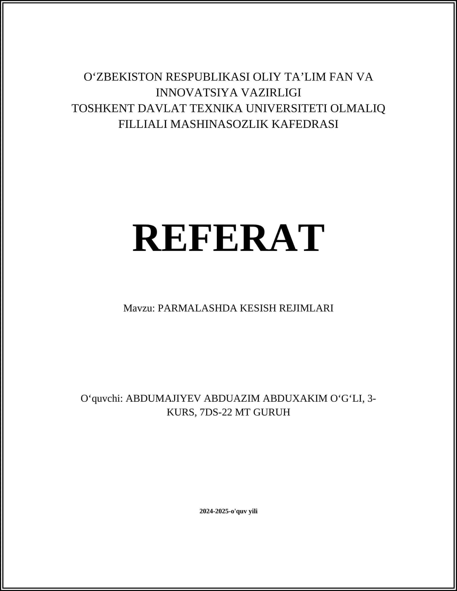 PARMALASHDA AYLANA TEZLIGI 1