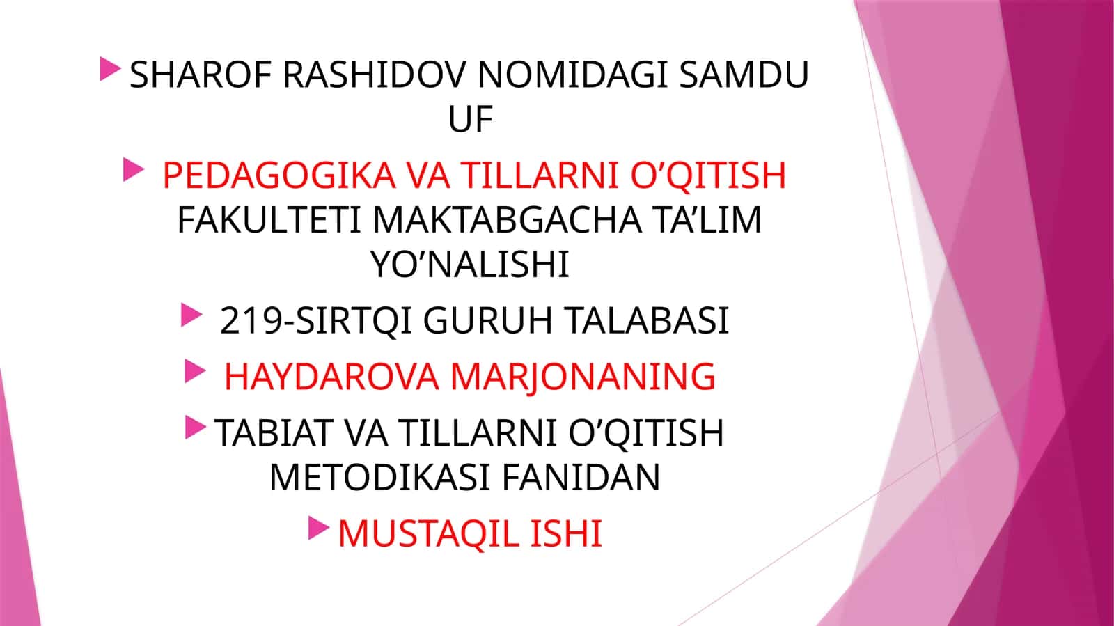 Tabiat va tillarni o’qitish metodikasi fanidan mustaqil ishi 1