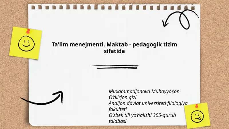 Ta'lim menejmenti. Maktab - pedagogik tizim sifatida 1