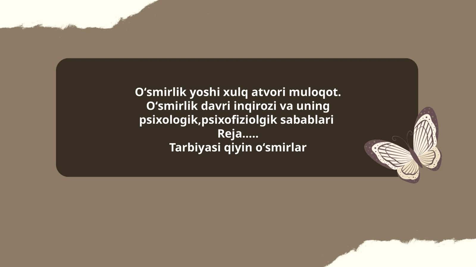 Oʻsmirlik yoshi xulq atvori muloqot 1
