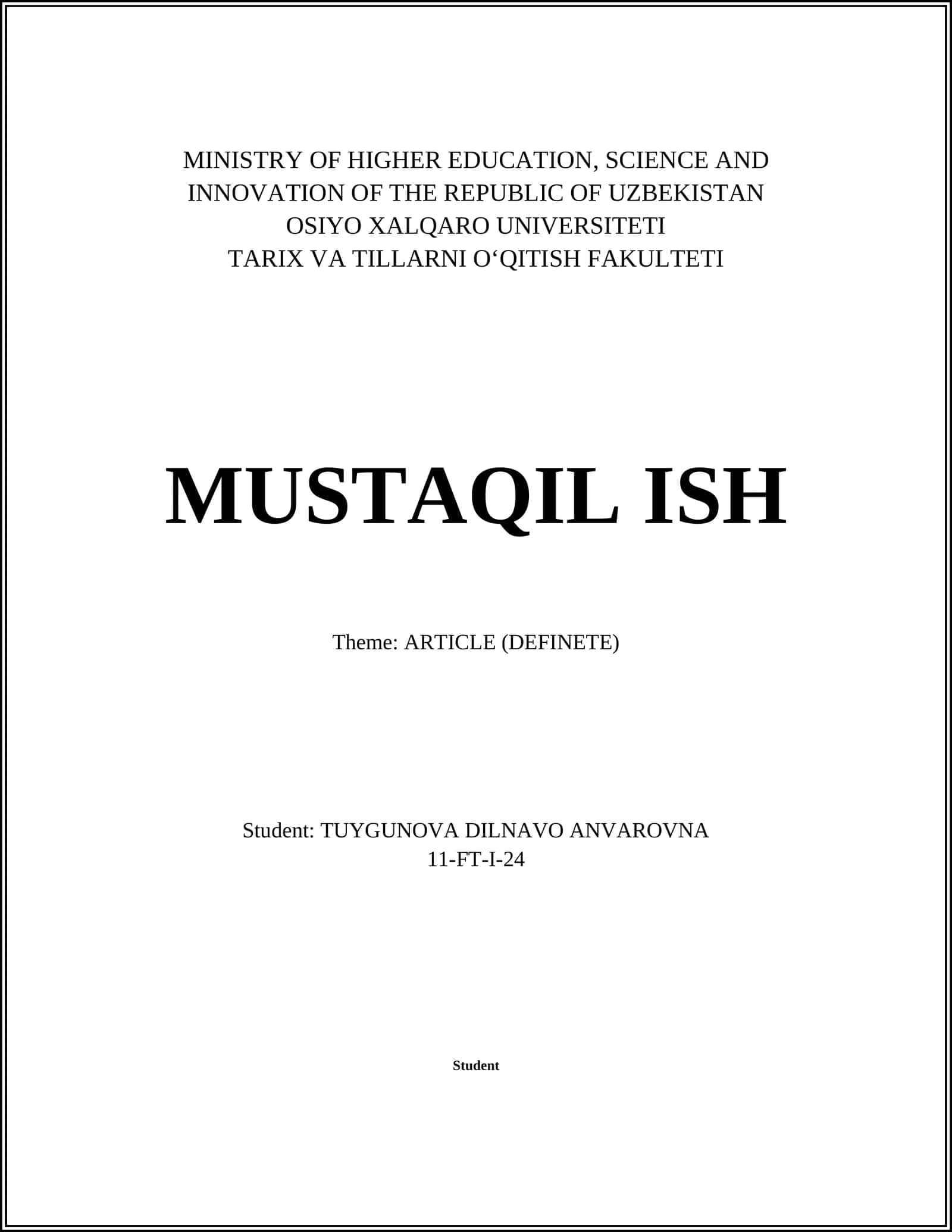 TARIX VA TILLARNI OʻQITISH FAKULTETI 1