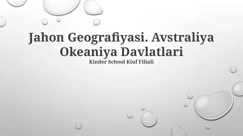 Jahon Geografiyasi. Avstraliya Okeaniya Davlatlari 1