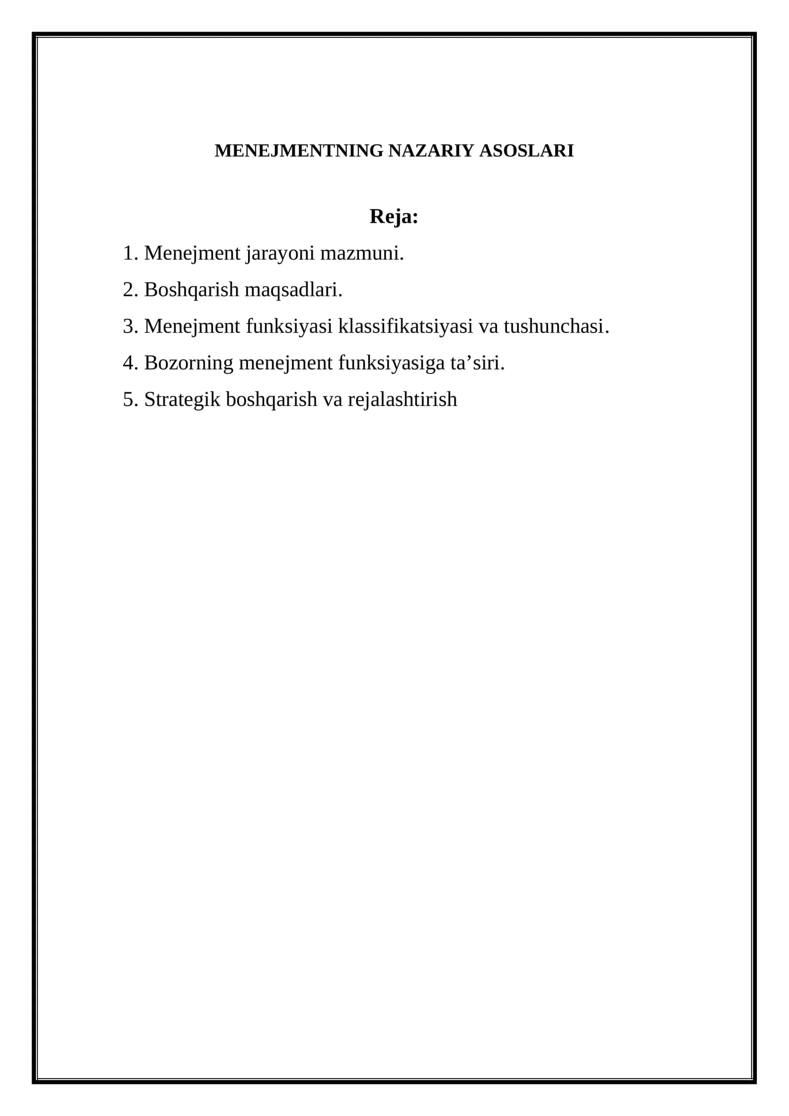 MENEJMENTNING NAZARIY ASOSLARI 1