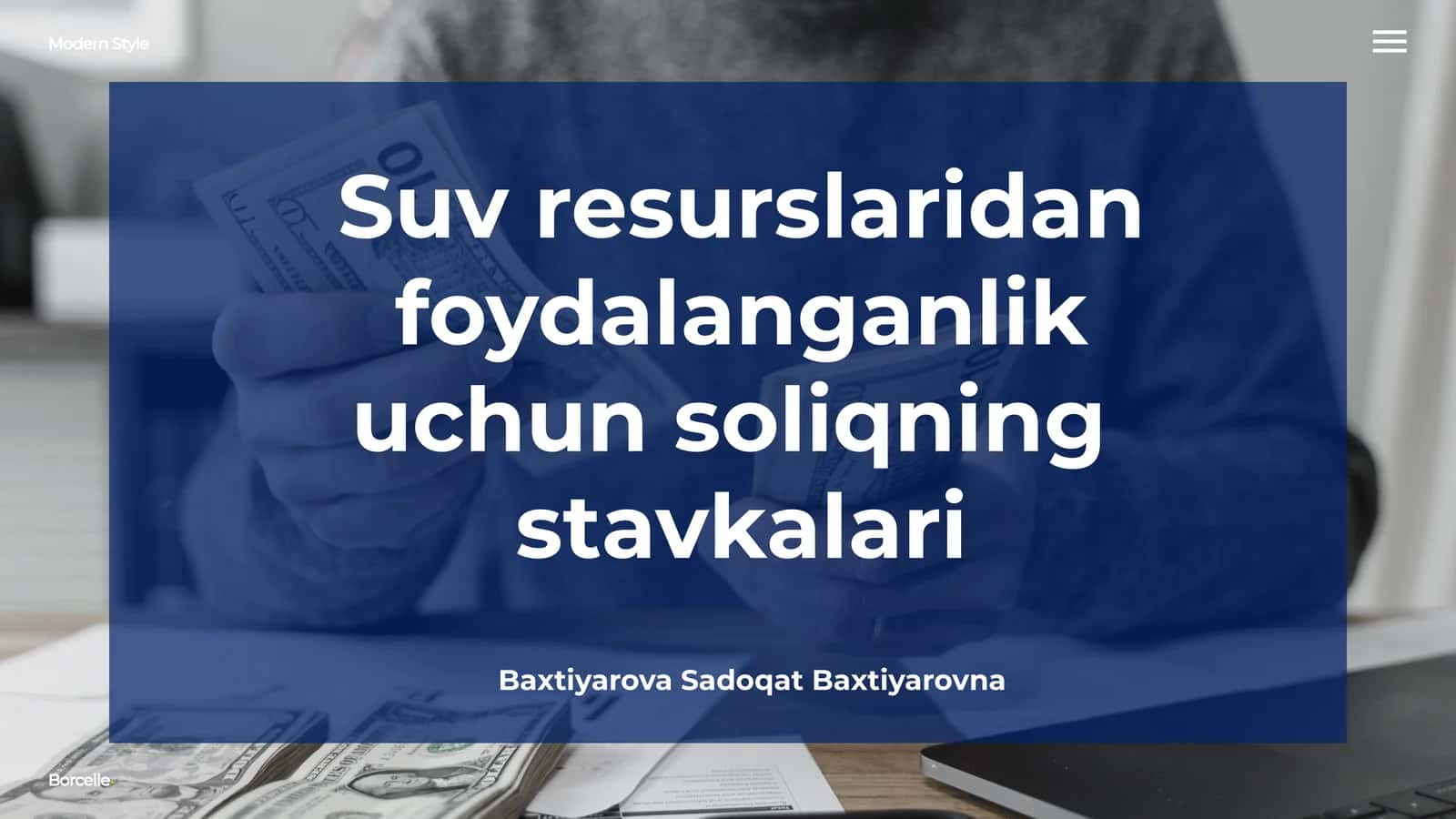 Suv resurslaridan foydalanganlik uchun soliqning stavkalari 1
