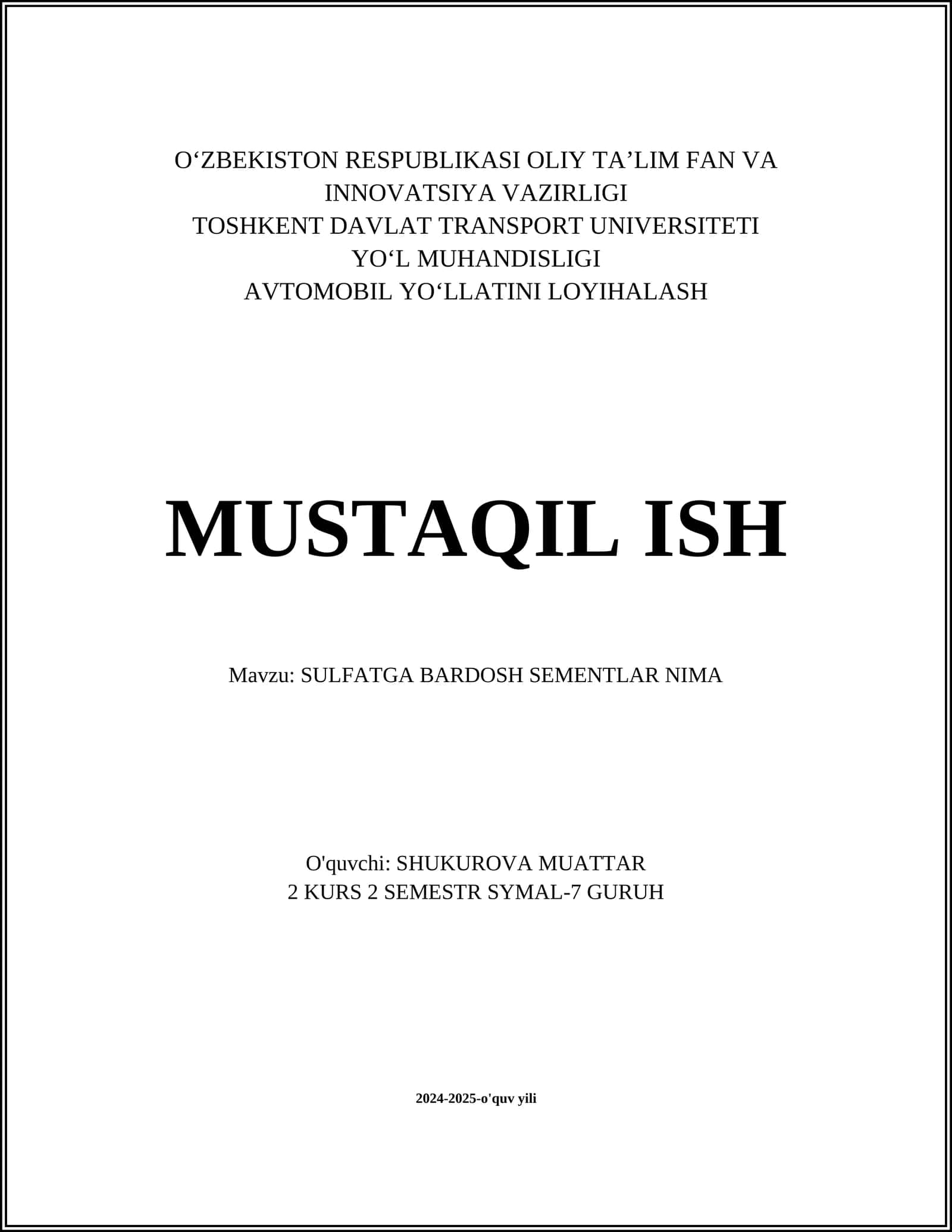 SULFATGA BARDOSH SEMENTLAR NIMA 1