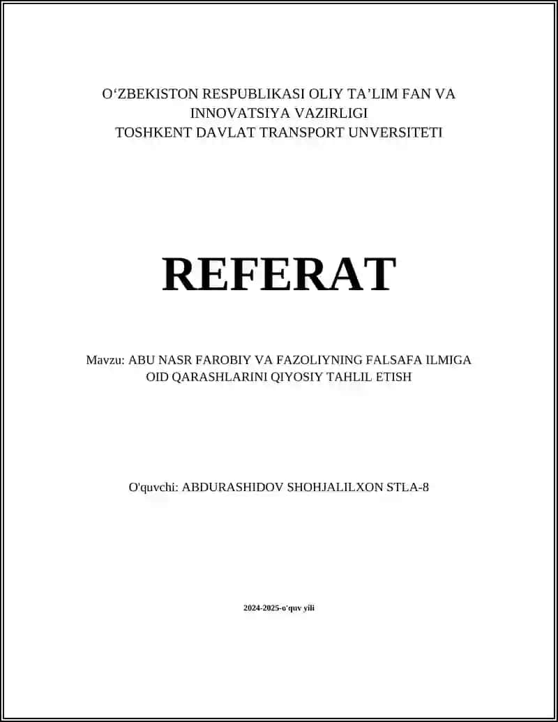 Abu Nasr Farobiyning Falsafiy Qarashlari