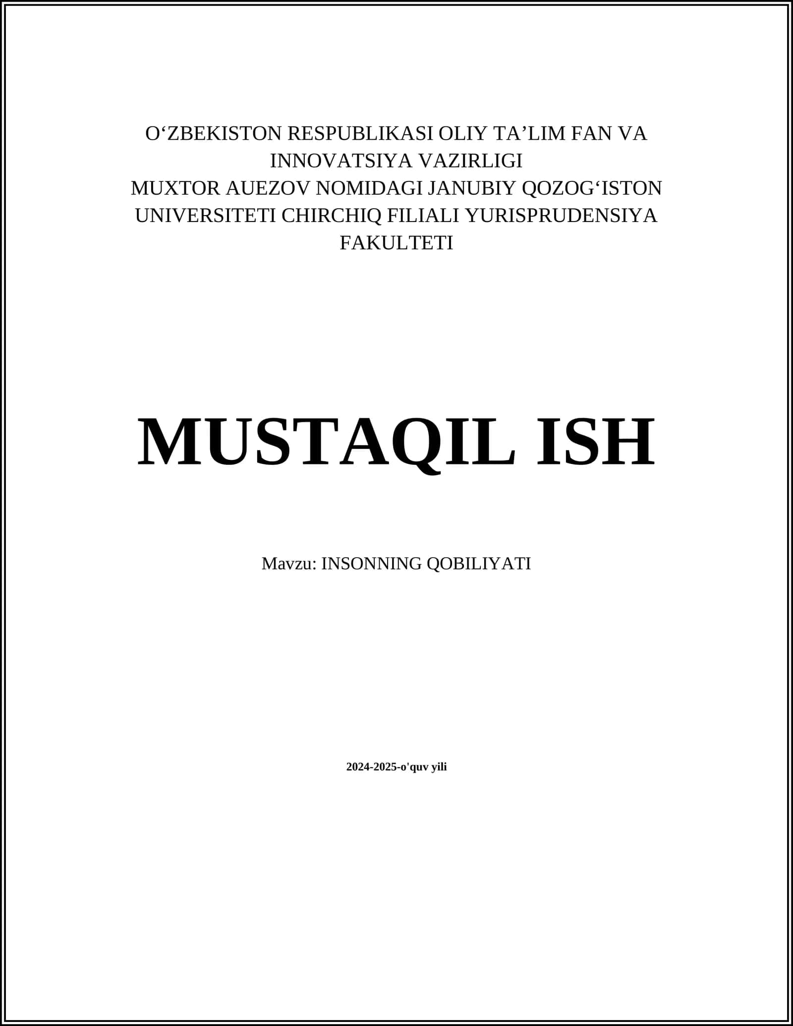 INSONNING QOBILIYATI 1