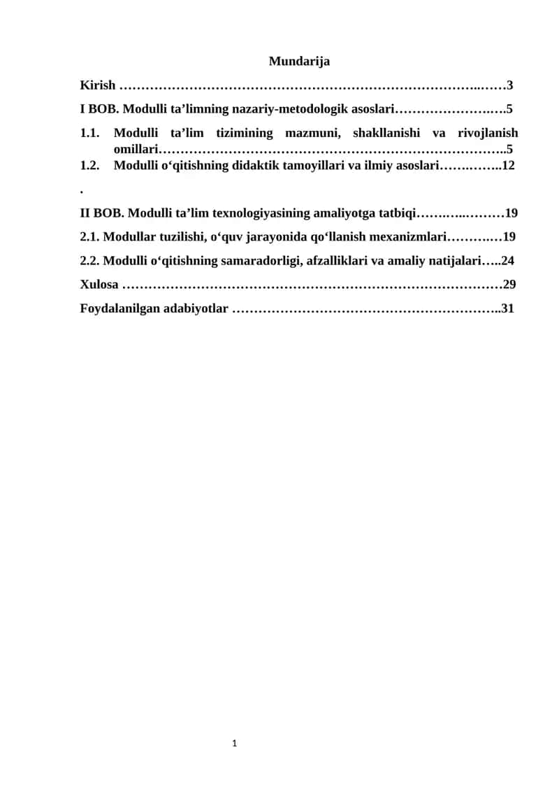 Modulli ta'limning nazariy-metodologik asoslari 1