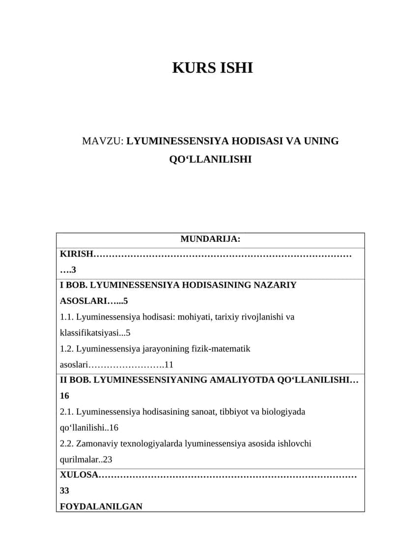 Lyuminessensiya Hodisasi Va Uning Qo‘llanilishi 1