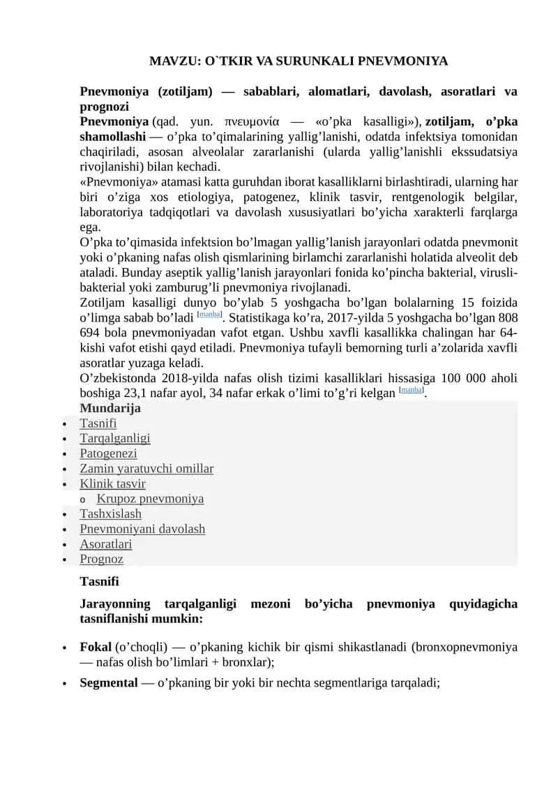 O`TKIR VA SURUNKALI PNEVMONIYA 1
