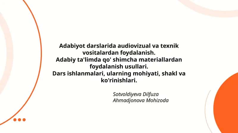 Adabiyot darslarida audiovizual va texnik vositalardan foydalanish 1