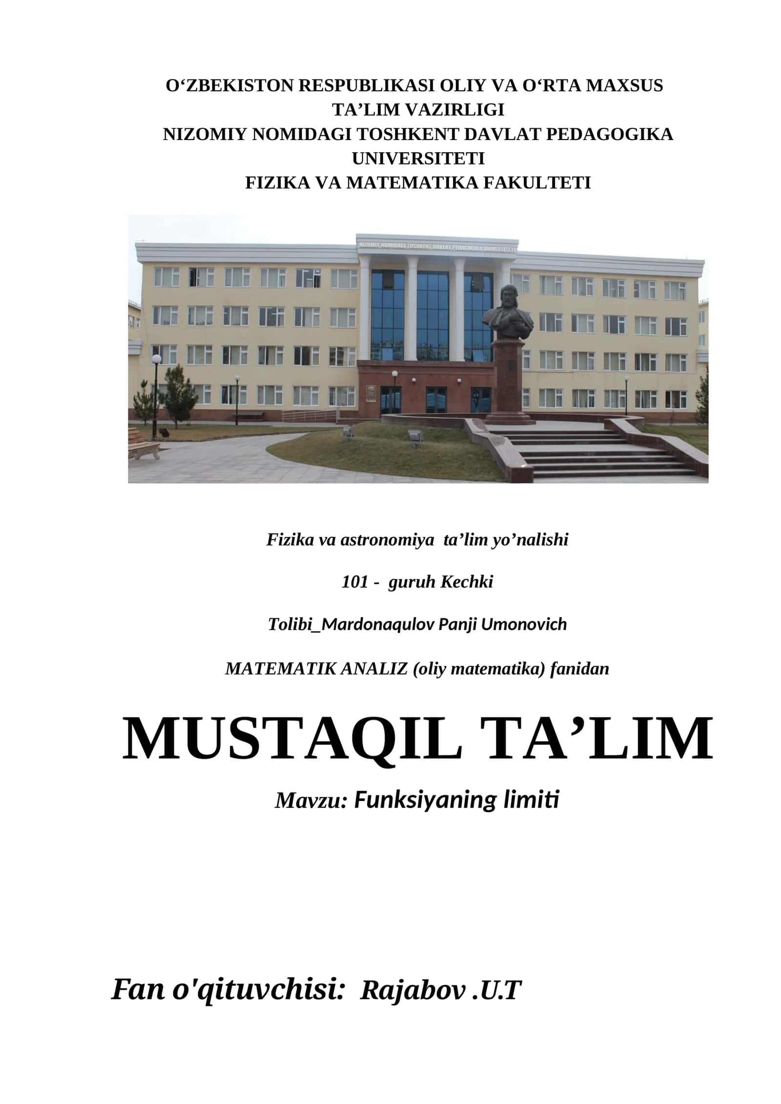 Funksiyaning limiti 1