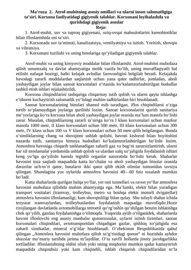 Atrof-muhit va gigiyena 1