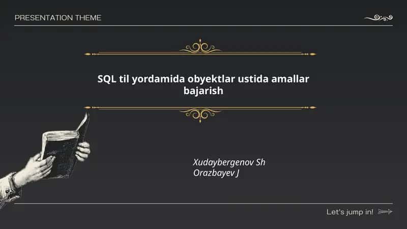 SQL til yordamida obyektlar ustida amallar bajarish 1