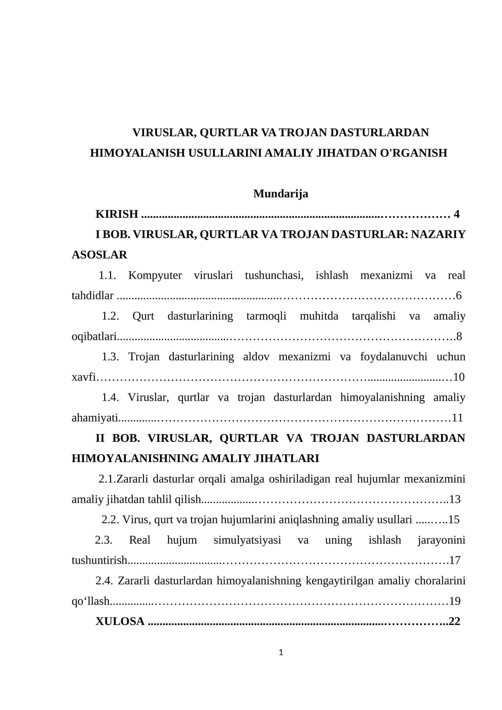 VIRUSLAR, QURTLAR VA TROJAN DASTURLARDAN HIMOYALANISH USULLARINI AMALIY JIHATDAN O'RGANISH 1