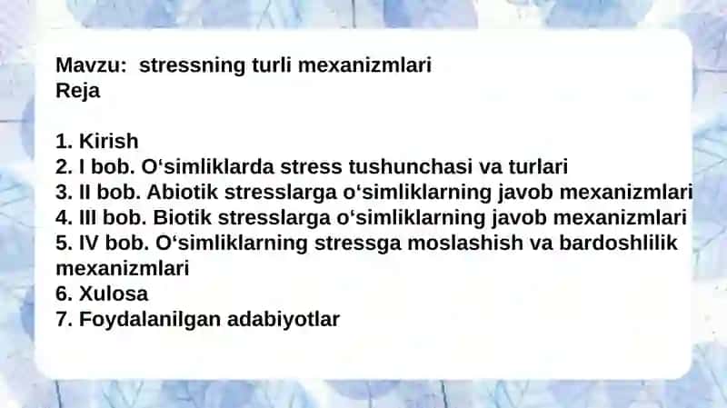 stressning turli mexanizmlari