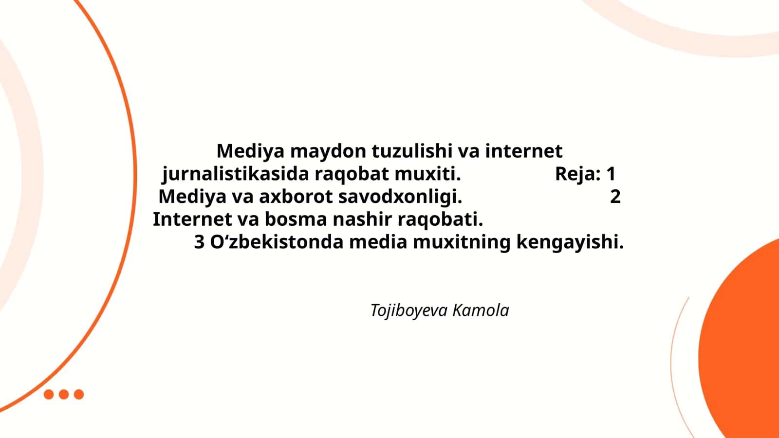 Mediya maydon tuzulishi va internet jurnalistikasida raqobat muxiti 1