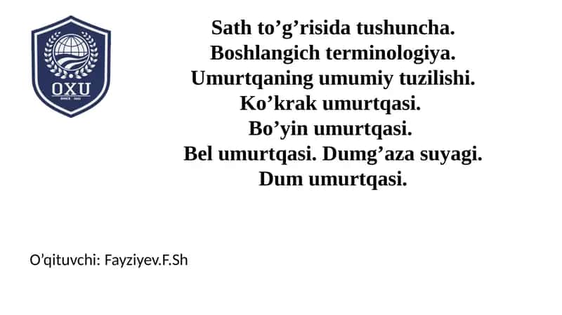Asosiy Anatomik Satxlar 1
