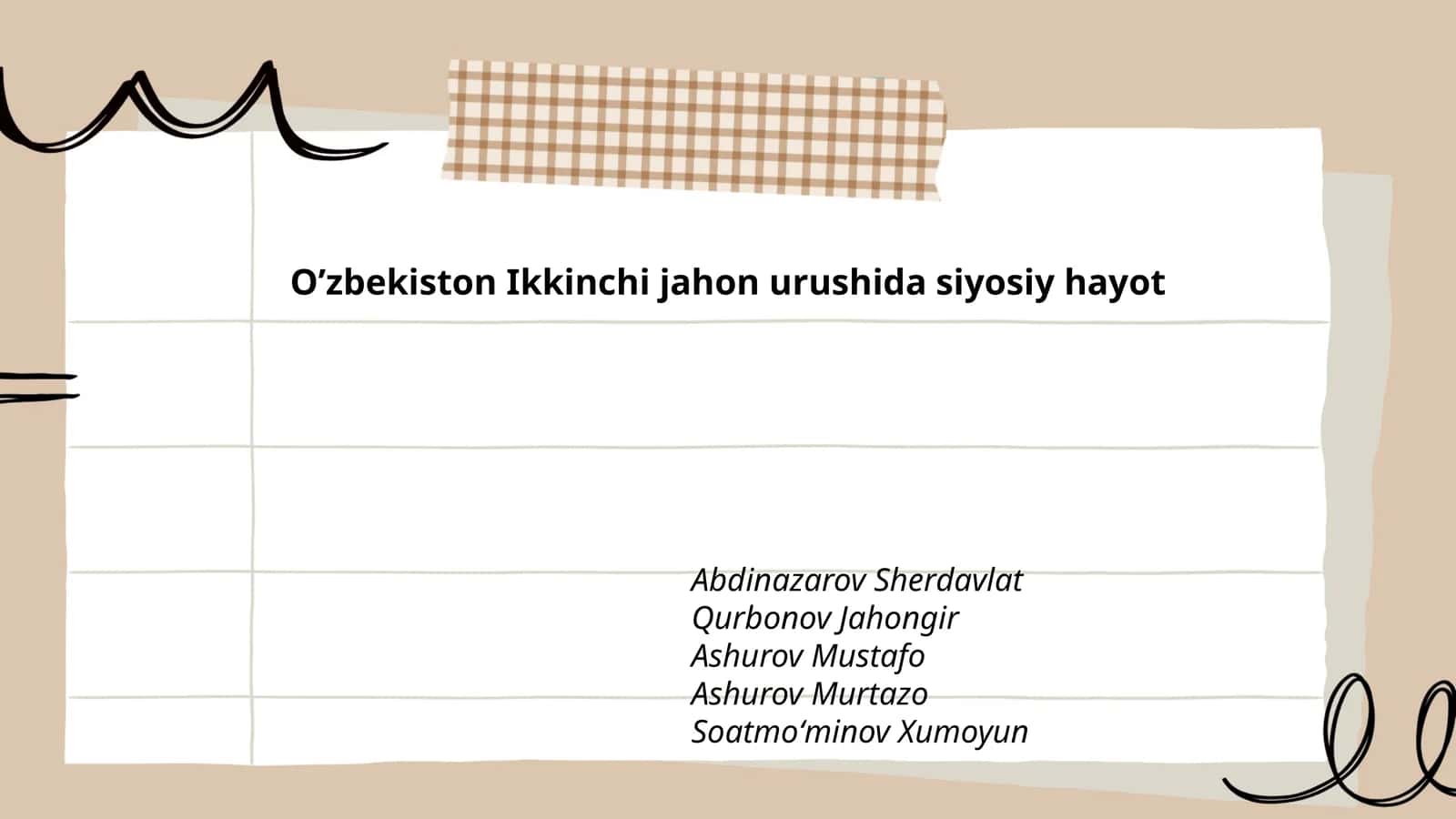 Oʼzbekiston Ikkinchi jahon urushida siyosiy hayot 1