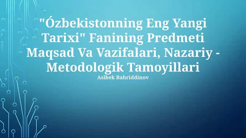 Ózbekistonning Eng Yangi Tarixi 1