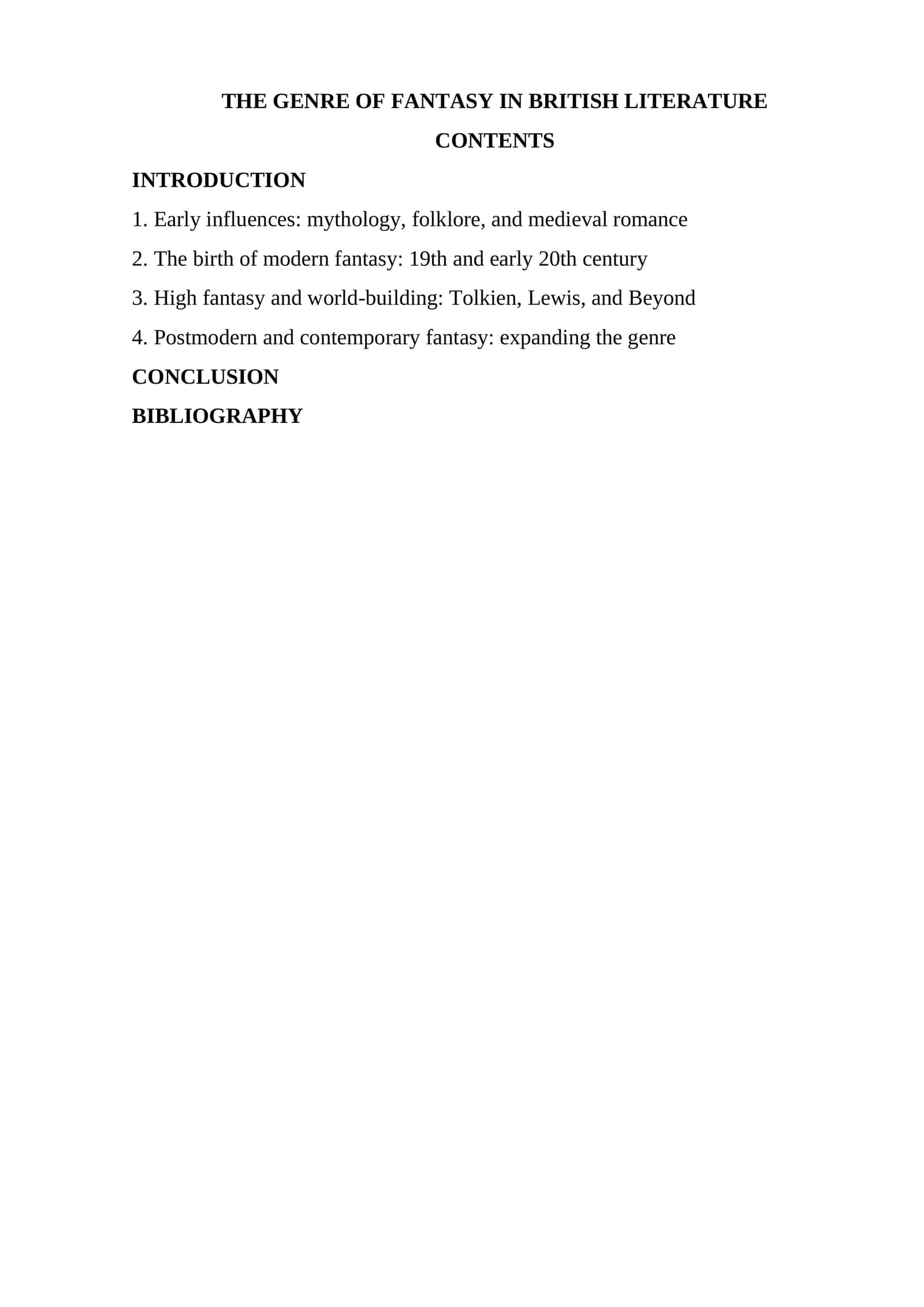 THE GENRE OF FANTASY IN BRITISH LITERATURE 1