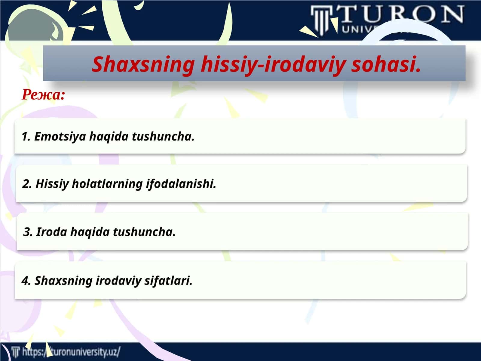 Shaxsning hissiy-irodaviy sohasi 1