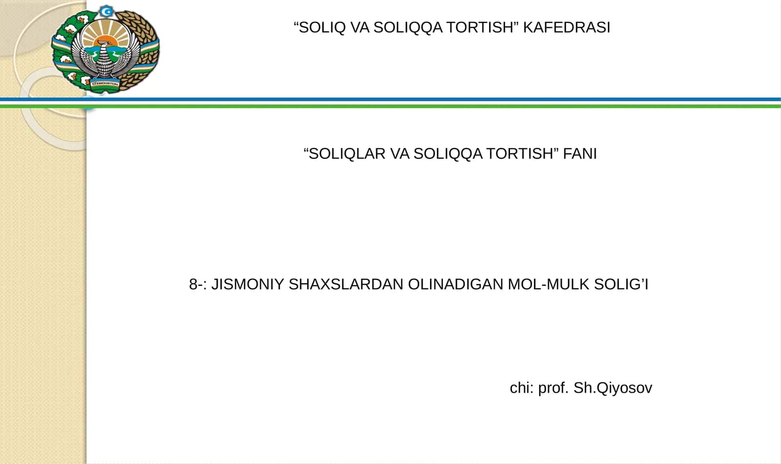 JISMONIY SHAXSLARDAN OLINADIGAN MOL-MULK SOLIG’I 1