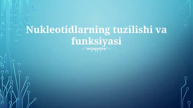 Nukleotidlarning tuzilishi va funksiyasi 1