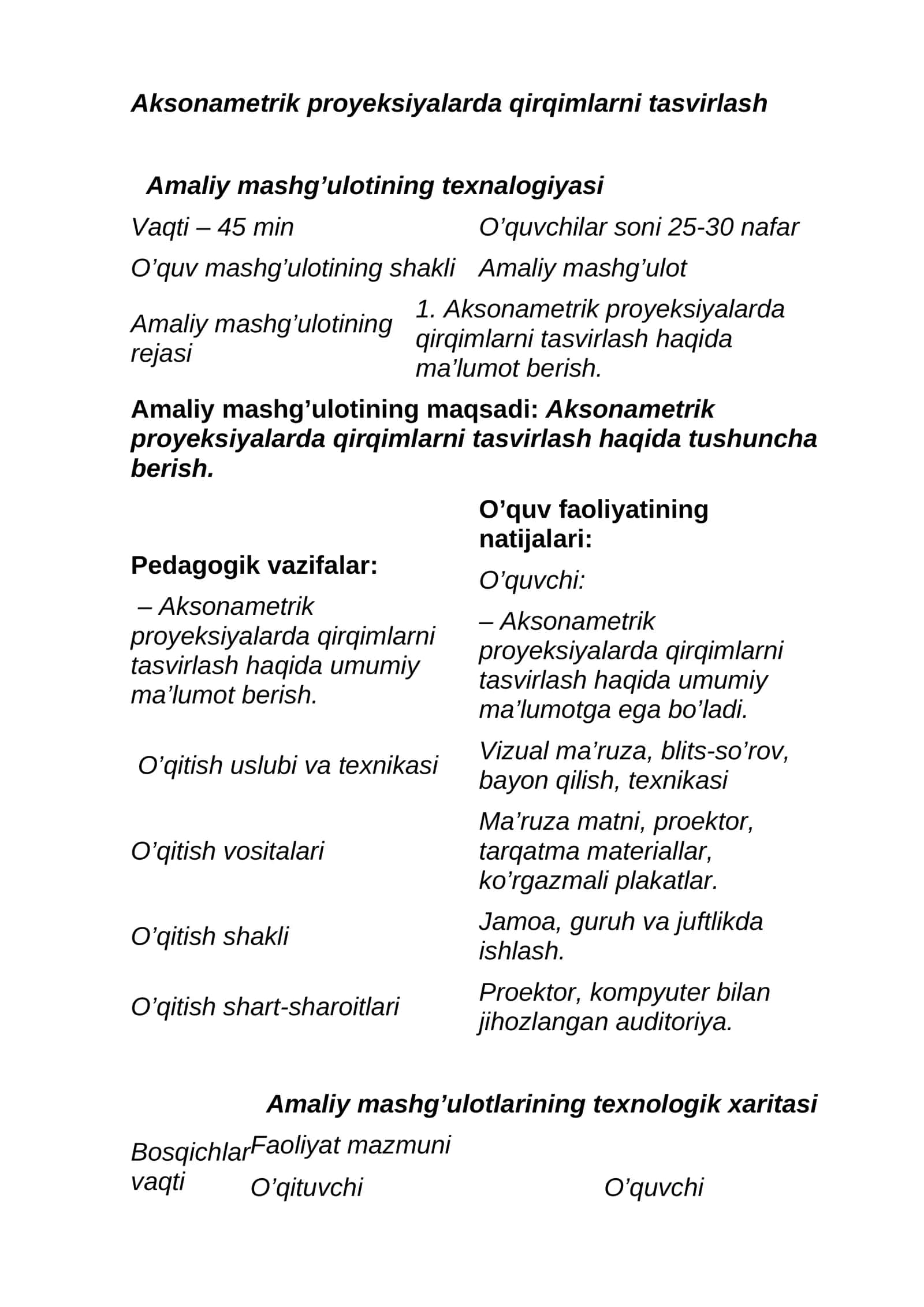 Aksonametrik proyeksiyalarda qirqimlarni tasvirlash 1