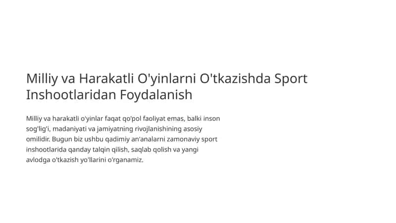 Milliy va Harakatli O'yinlarni O'tkazishda Sport Inshootlaridan Foydalanish 1