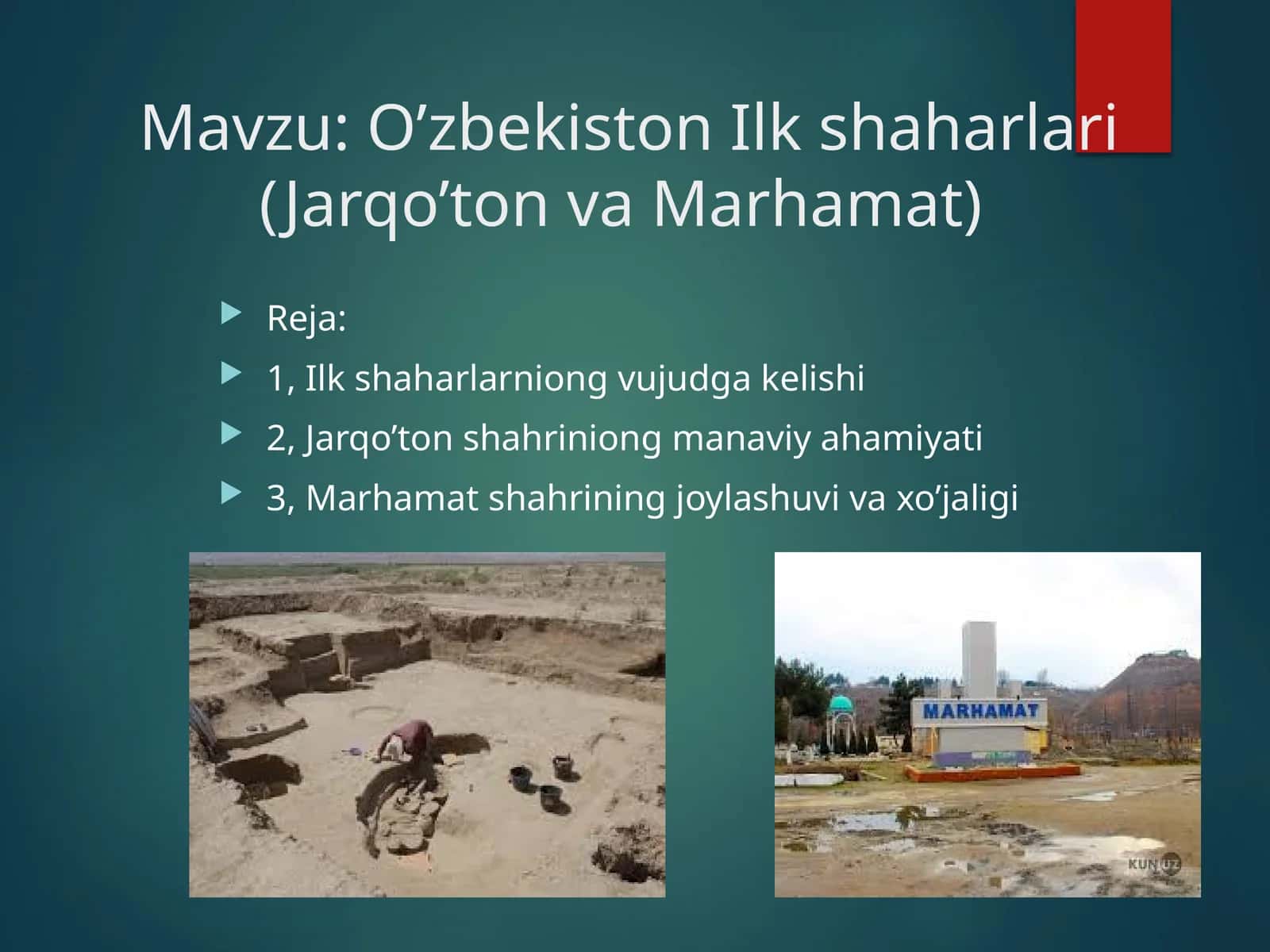 O‘zbekiston Ilk shaharlari (Jarqo’ton va Marhamat) 1