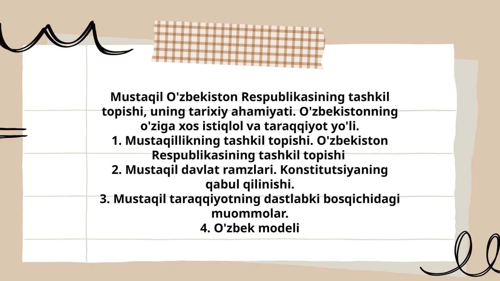 Mustaqil O'zbekiston Respublikasining Tashkil Topishi va Tarixiy Ahamiyati 1