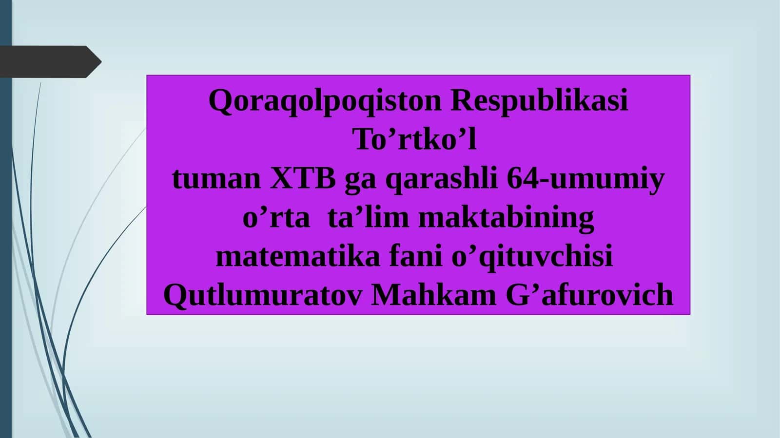6-sinf Matematika fanidan Ma'lumotlar tahlili. O'rta qiymat, moda va mediana mavzuda dars ishlanma 1