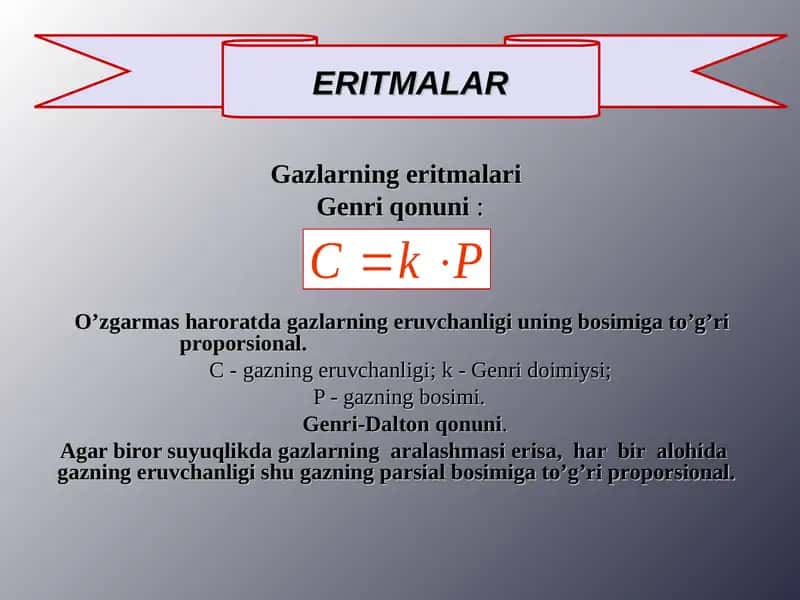 Gazlarning eritmalari 1