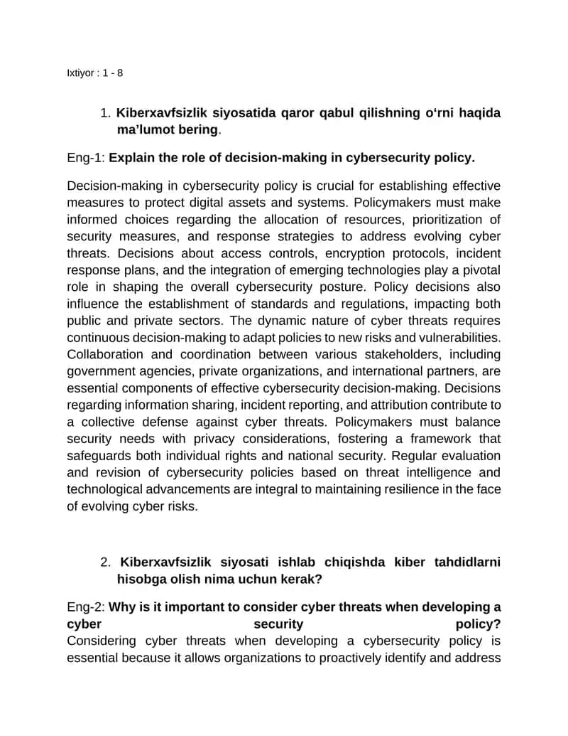 Kiberxavfsizlik siyosati 1