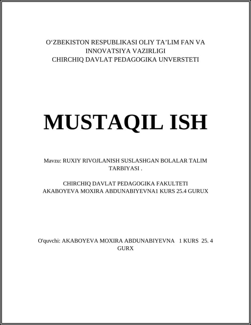 RUXIY RIVOJLANISH SUSLASHGAN BOLALAR TALIM TARBIYASI 1