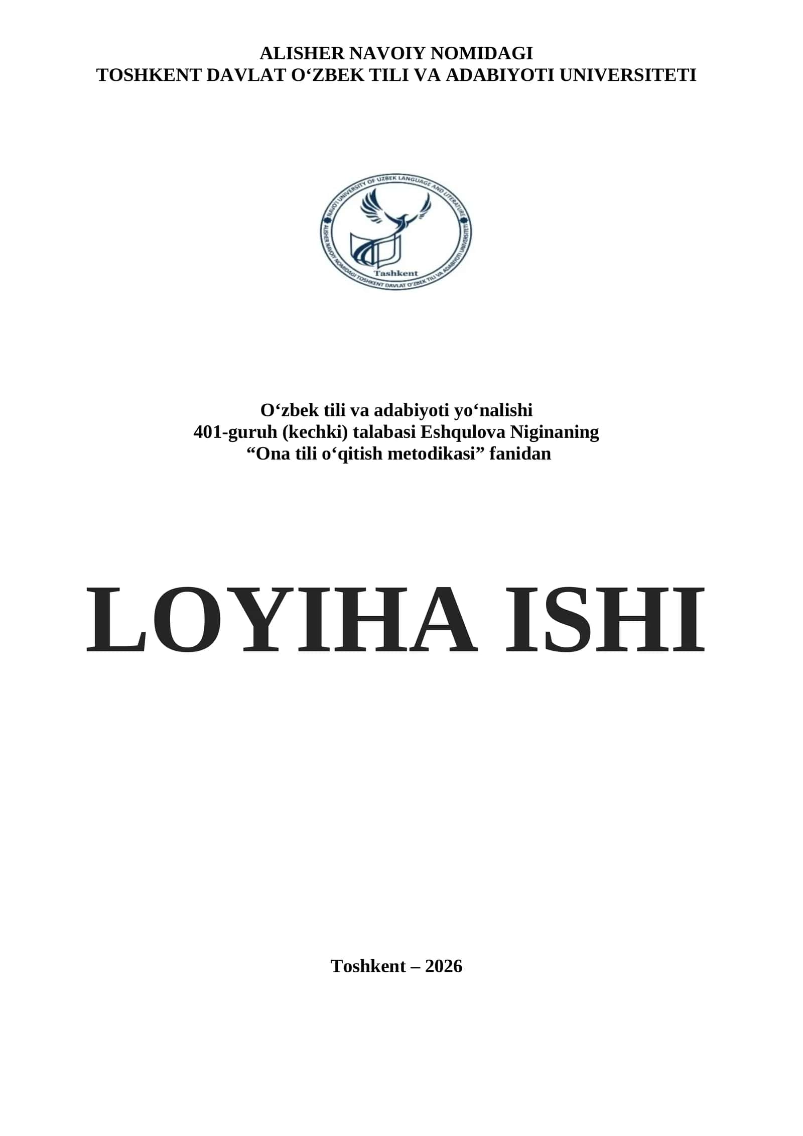 ONA TILI FANIDAN LOYIHA ISHI 1
