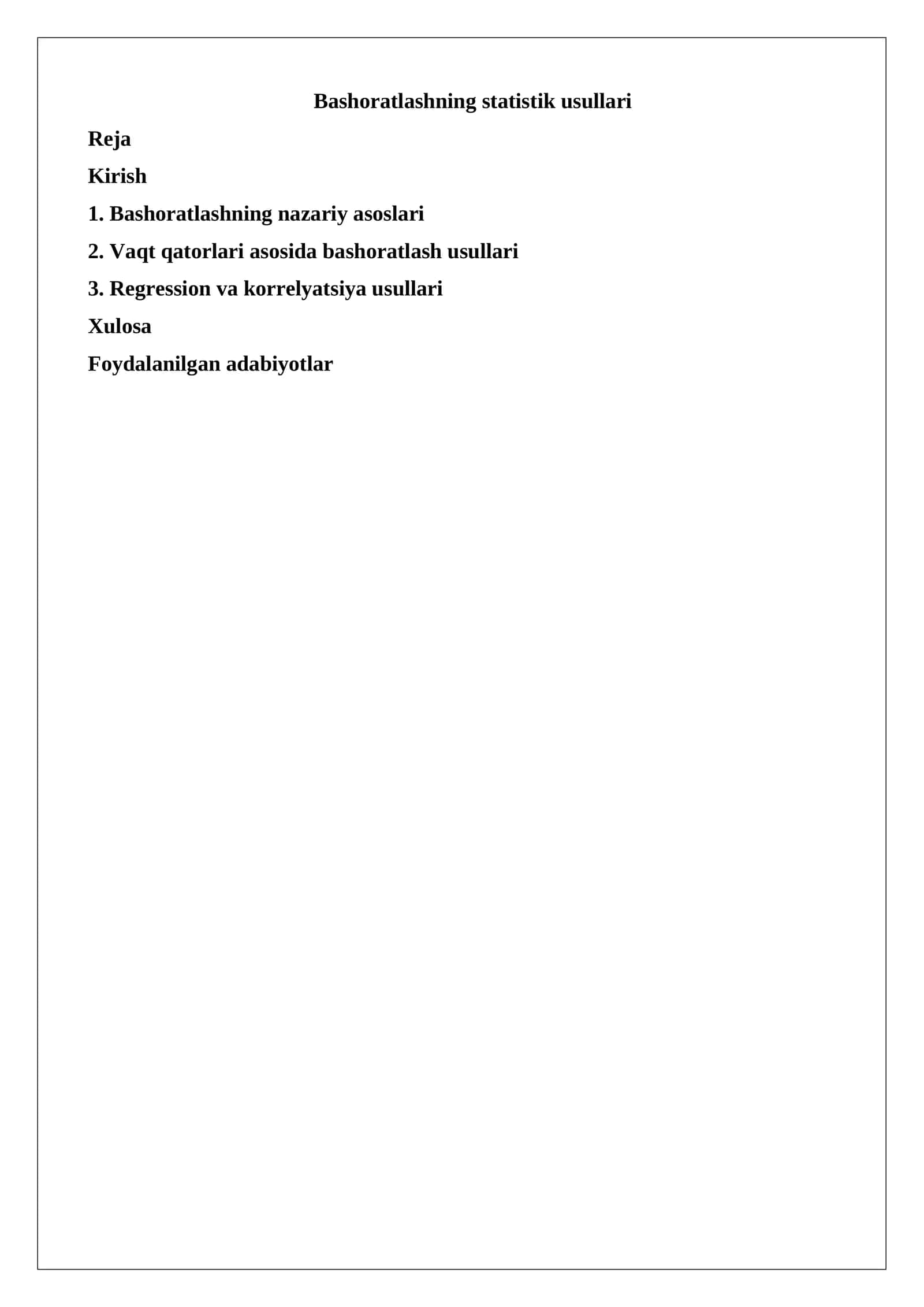 Bashoratlashning statistik usullari 1
